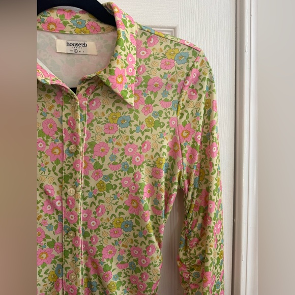 HOUSE OF CB Martinique Vintage Floral Mini Shirt Dress Size Small - Picture 3 of 6